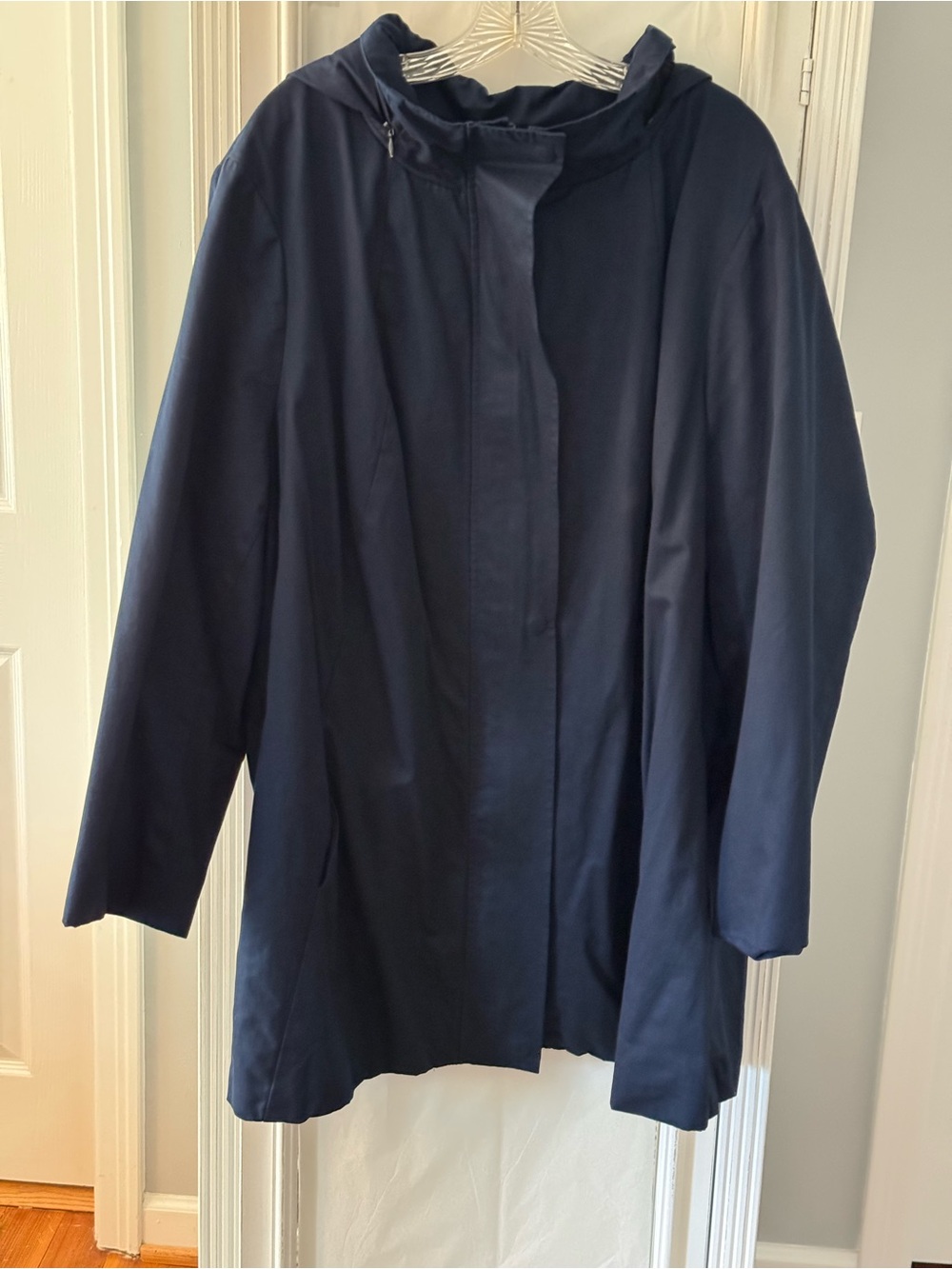 J. Jill Navy Hooded Utility Jacket Zipper and Snap Closure Size 4X